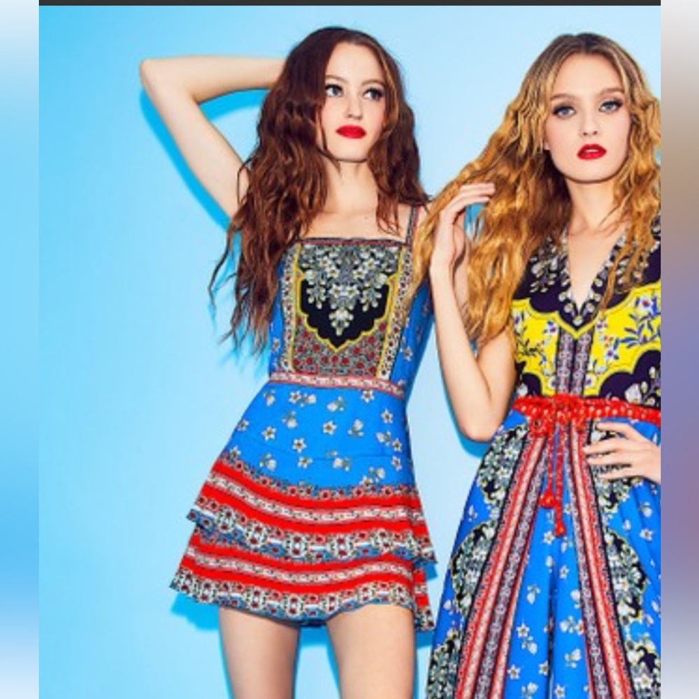 Alice and Olivia multi colored skirted romper